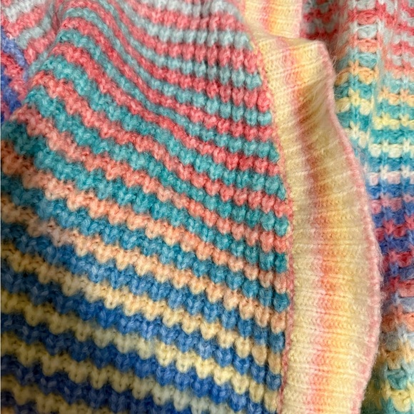 Pink lily rainbow striped pastel dressed lala open knit Cardigan - Picture 3 of 5